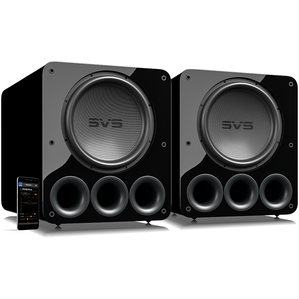 Dual PB-5000 R|Evolution Subwoofers in Piano Gloss Black