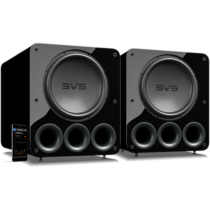 Dual PB-5000 R|Evolution Subwoofers in Piano Gloss Black
