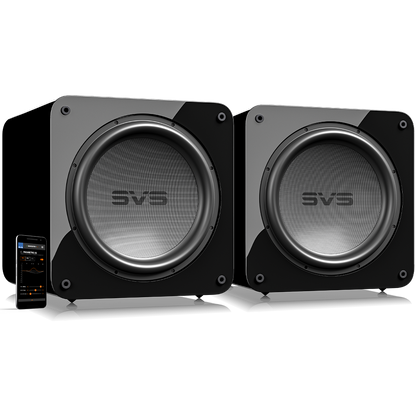 Dual SB-5000 Subwoofers in Piano Gloss Black